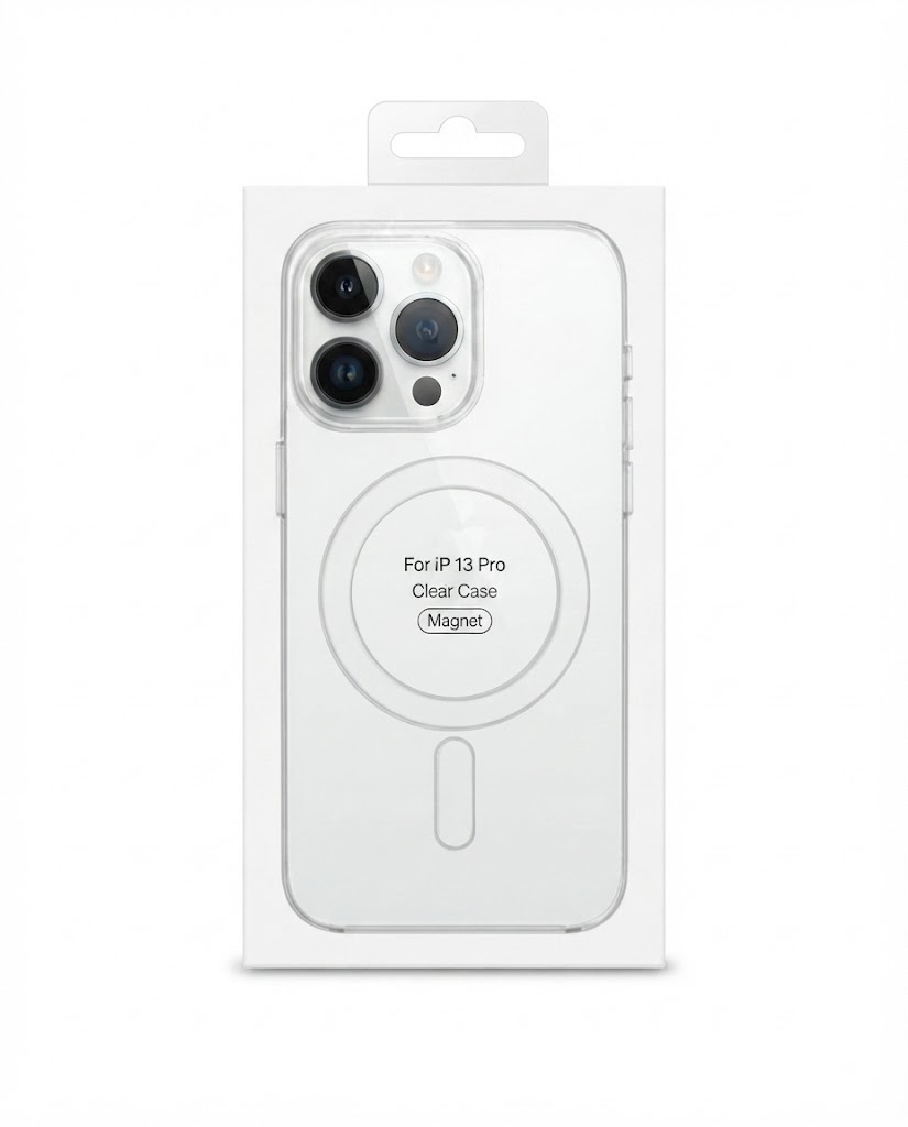 Clear Magnetic Back Cover for Iphone 13 pro (Transparent, MagSafe Compatible) IC Working Clear Case.